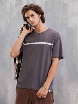 WROGN - Front Striper Print T-Shirt Grey