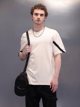 WROGN - Placement Printed Oversized T-Shirt Beige