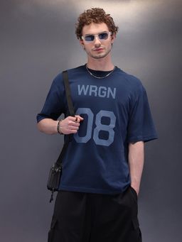 WROGN - Placement Oversized T-Shirt Blue