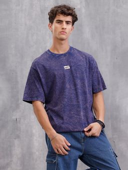 WROGN - Washed Oversized Fit Pure Cotton T-Shirt Navy Blue