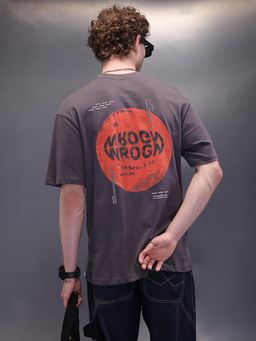 WROGN - Back Printed Oversized T-Shirt Dark Grey