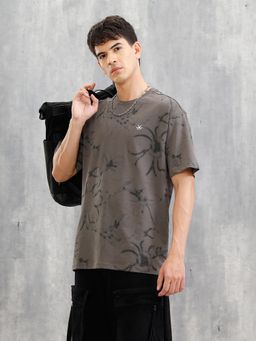 WROGN - Oversized Floral Aop T-Shirt Charcoal