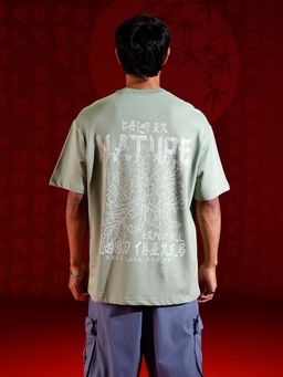 WROGN - Minimal Graphic Print Oversized T-Shirt Green