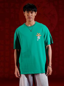 WROGN - Playful Chest Print Oversized T-Shirt Green