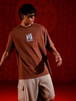 WROGN - Mens Oversized T-Shirt With Illustrated Patch Detail Brown