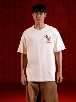 WROGN - Playful Ramen Print Oversized T-Shirt Off White