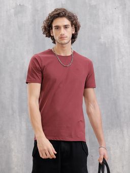WROGN - Casual Crew Neck T-Shirt Maroon
