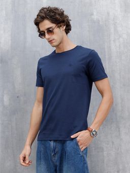 WROGN - Mens Solid Casual Slim Fit T-Shirt Navy Blue