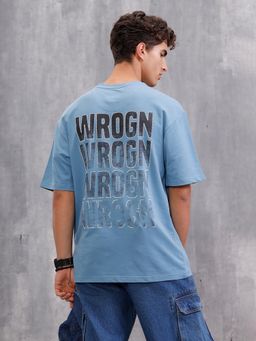 WROGN - Cross Stitch Inspired Back Print Graphic T-Shirt Blue