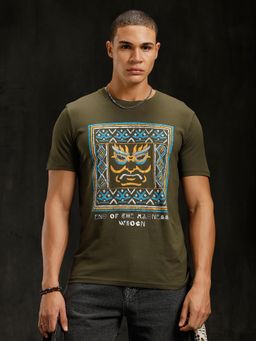 WROGN - Mythical Faces T-Shirt Olive