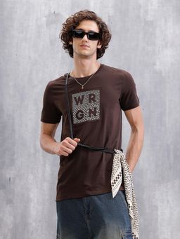 WROGN - Printed Patchwork T-Shirt Coffee