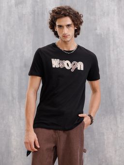 WROGN - Bandana Inspired Slim Fit Nomad Edition Brand Carrier T-Shirt Black