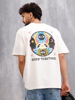 WROGN - Grow Together Zen Inspired Oversized Back Print Crew Neck T-Shirt White