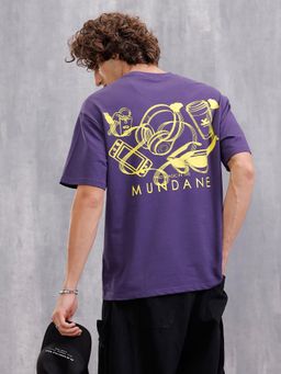 WROGN - Mundane Objects Inspired Hazy Back Print Crew Neck T-Shirt Purple