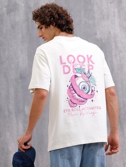 WROGN - Bizarre Elements Inspired Look Deep Inside Eyeball Crew Neck T-Shirt White