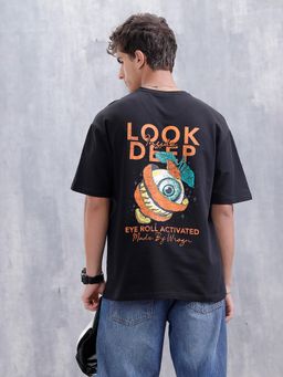 WROGN - Bizarre Elements Inspired Oversized Back Print T-Shirt Black