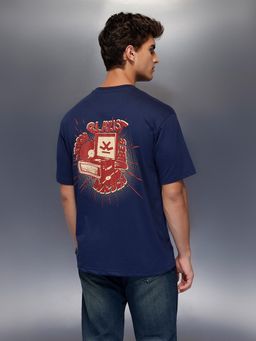 WROGN - Classic Oversized Back T-Shirt Navy Blue