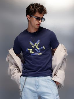 WROGN - Classic Placement T-Shirt Navy Blue