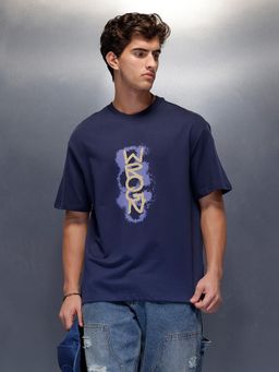 WROGN - Placement Regular Fit T-Shirt Navy Blue