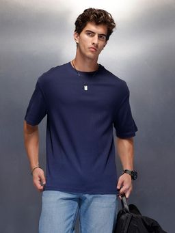 WROGN - Textured T-Shirt Navy Blue