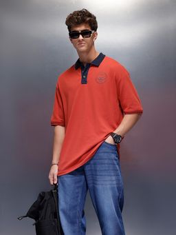 WROGN - Classic Oversized Polo T-Shirt Rust
