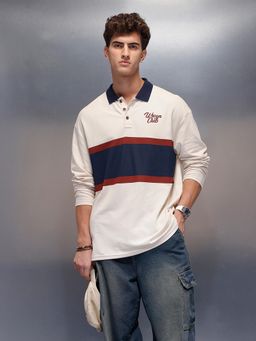 WROGN - Classic Oversized Full Sleeves Polo T-Shirt Beige