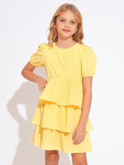 ONLY - Girls Yellow Tiered Dress