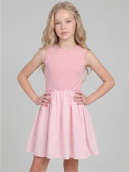 ONLY - Girls Pink Stripes Fit and Flare Dress