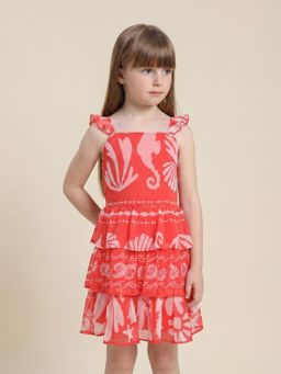 ONLY - Girls Red Tropical Print Dress