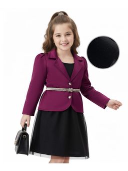 Hola Bonita - Woven Mesh Glitter Textured Party Dress & Jacket with Belt