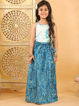 Kinder Kids - Girls Tie & Dye Ready to Wear Lehenga with Top