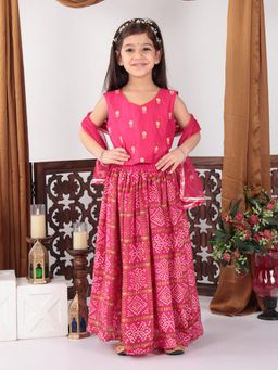 Kinder Kids - Embroidered Thread Work Ready to Wear Lehenga & Blouse with Dupatta