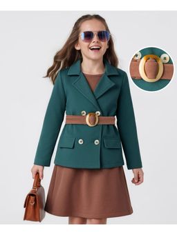 Hola Bonita - Knit Textured Dress with Full Sleeves Jacket and Belt