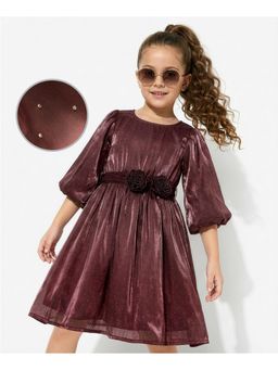 Hola Bonita - Corsage Woven Three Fourth Sleeves Party Dress