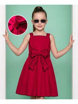 Hola Bonita - Bow Applique Cotton Woven Sleeveless Dress