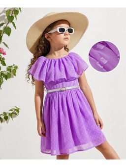 Hola Bonita - Woven Half Sleeves Solid Dress with Belt