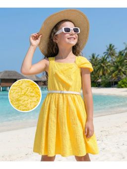 Hola Bonita - Woven Sleeveless Textured Dress with Belt