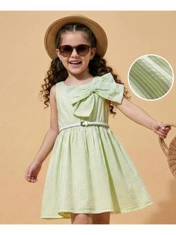 Hola Bonita - Bow Applique Cotton Woven Sleeveless Dress and Belt