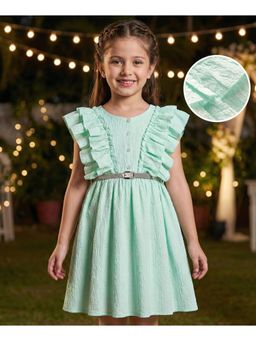 Hola Bonita - Woven Sleeveless Solid Colour Frock with Belt