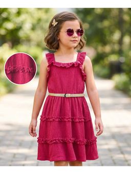 Hola Bonita - Knit Sleeveless Textured Dress with Belt