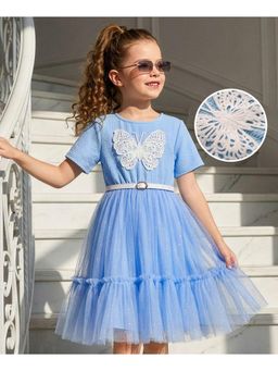 Hola Bonita - Butterfly Applique Knit Half Sleeves Dress & Belt