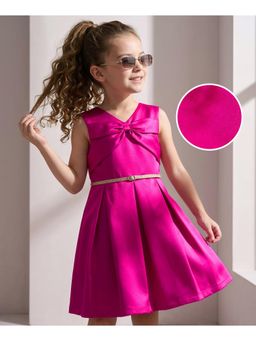Hola Bonita - Woven Sleeveless Solid Party Dress with Belt