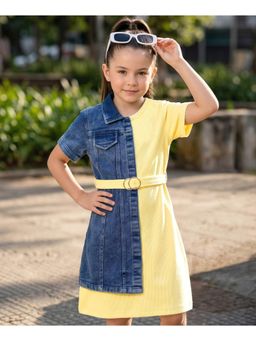 Hola Bonita - Knit Half Sleeves Textured Dress with Belt