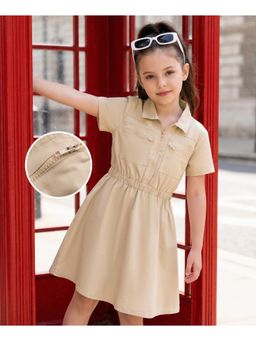 Hola Bonita - Cotton Woven Half Sleeves Solid Frock