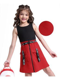 Hola Bonita - Knit Sleeveless Colorblock Dress with Belt
