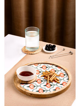 The Pitara Project - Chip & Dip Iris Round Platter & Bowl Green