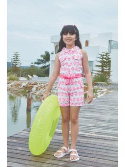 TINY GIRL - Pink Printed Polyester Jumpsuit