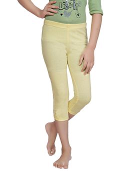 TINY GIRL - Yellow Solid/Plain Cotton Legging