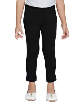 TINY GIRL - Black Solid/Plain Cotton Legging
