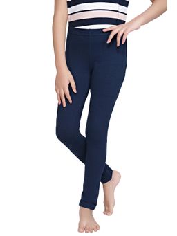 TINY GIRL - Navy Blue Solid/Plain Cotton Legging